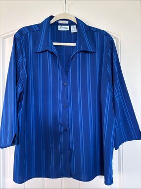 Joanna Blue Striped Button-Front Blouse